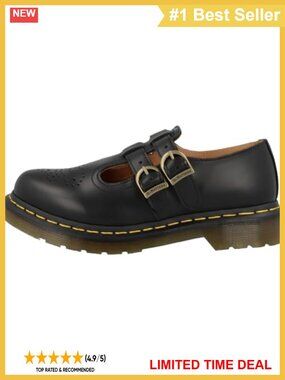 Dr. Martens 8065 Mary Jane Leather Flat Shoe T-Bar Buckle